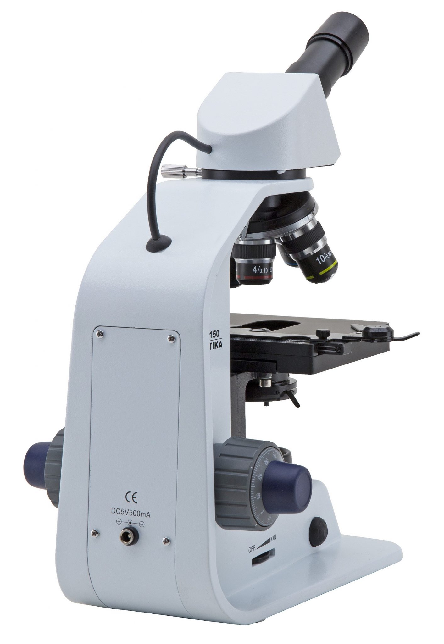 B-153ALC Microscopio monocular, 600x, con control de luz automático, enchufe múltiple