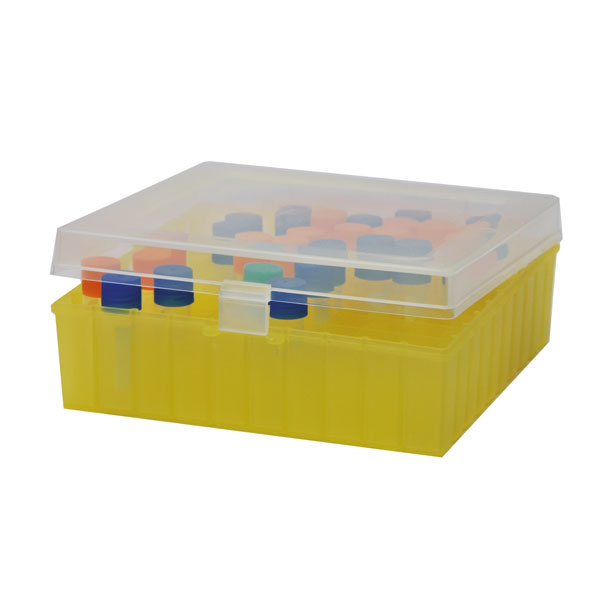 Caja de plástico congelable con tapa bisagra para viales
